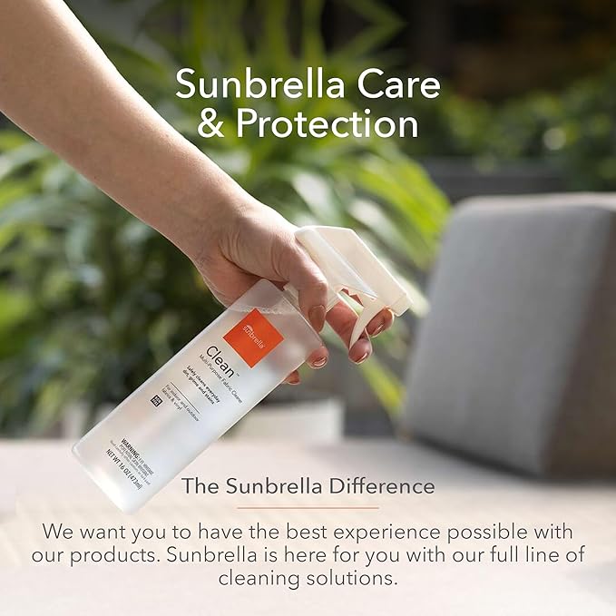 Sunbrella Clean Multi-Purpose Fabric Cleaner | All-in-One Solution for Water-Safe Fabrics and Vinyl | Upholstery Cleaner, Removes Stains & Spills | Non-PFAS | 16 fl oz