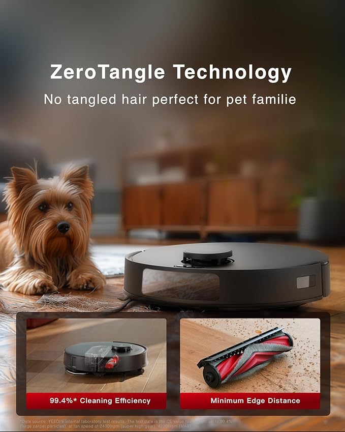 Yeedi C12 PRO Plus Robot Vacuum and Mop, 8000Pa Strong Suction, Vibrating Mopping, 7-Week Dust Storage, Bagless Dust Container, ZeroTangle Brush, Black