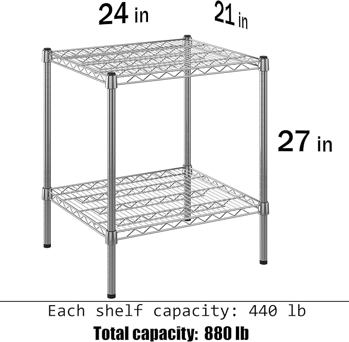 21" Deep x 24" Wide x 27" Height Wire Shelving Kit | 2-Tier | NSF Commercial Storage Rack Unit