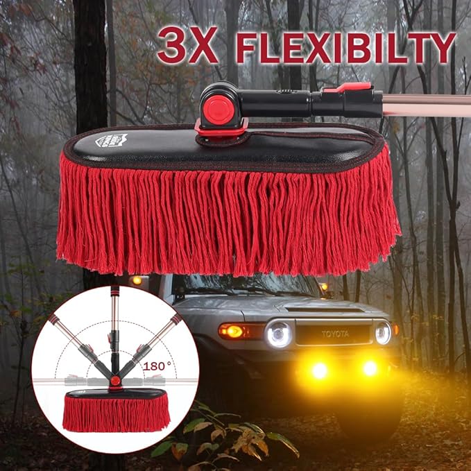 Car Duster Exterior Scratch Free with Extendable Handle,Wax Cotton Hair Car Brush Kit, Auto Detailing Brush for SUV,RV,Truck and Motorcycle,No Lint,Gifts for Men Women