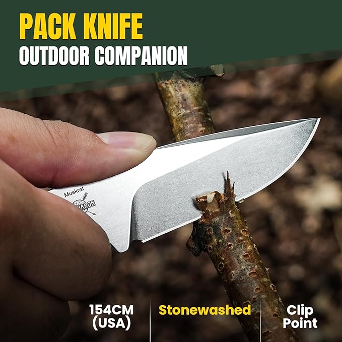 Kizer Muskrat Fixed Blade Knife, 3.15 In 154CM Neck Knife Argyle Pattern Micarta Handle Fixed Blade EDC Knives for Men Women, Outdoor Hunting Hiking Survival Camping Knives 1064C1