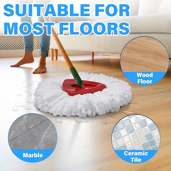 Mop Replacement Heads for O Cedar - Mop Replace Head Easy Wring Spin Mop Heads Replacements Easy to Clean Install and Replaceable Mop Head Machine Washable (3 Pack)
