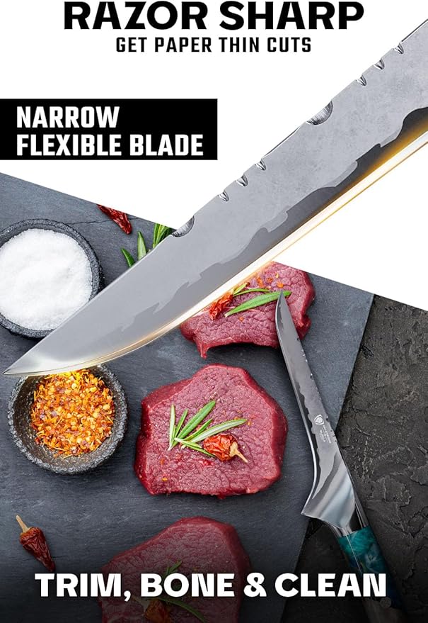 Dalstrong Boning Knife - 6 inch - Valhalla Series - 9CR18MOV HC Steel - Celestial Resin & Wood Handle Gift Knife - Fillet, Meat Cutting, Carving, Bone, Trimming, Deboning - Leather Sheath