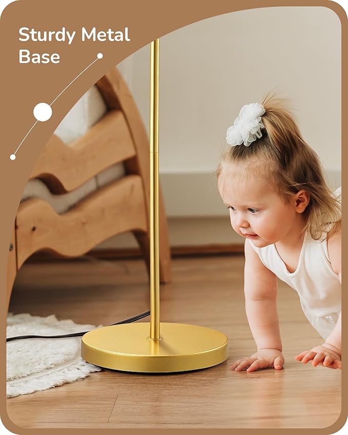 EDISHINE 64.7" Modern Minimalist Floor Lamps for Living Room with 3 Color Temperatures Bulb & Adjustable Linen Shade, Foot Pedal Switch, Tall Standing Lamp for Bedroom Office, Gold