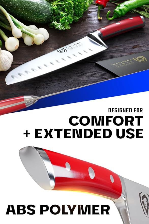 Dalstrong Santoku Knife - 7 inch - Gladiator Series - High Carbon German Steel - Crimson Red ABS Handle Kitchen Knife - Vegetable Knife - Sheath Included - Cooking Chef Knife - NSF Certified