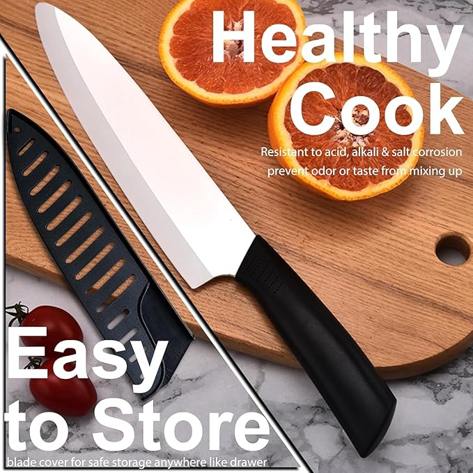 Ceramic Knife - 7 inch Chef's Knife - Light, Precise, Sharp Ceramic Kitchen Knife with Sheath Cover