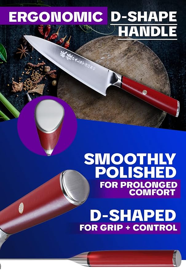 Dalstrong Chef Knife - 8 inch - Phantom Series - Japanese High-Carbon AUS8 Steel Kitchen Knife - Red G10 Handle - Cooking Knife - Kitchen Knife - w/Sheath