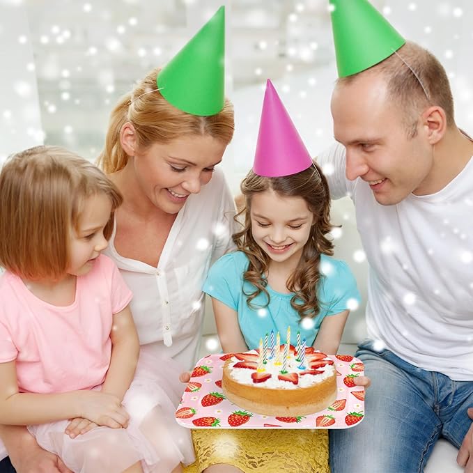 3Pcs Strawberry Serving Trays Red Pink Berry Flower Platter Cute Fruit Serving Dishes for Birthday Baby Shower Party Sharing Snacks Fruit Dessert Candy