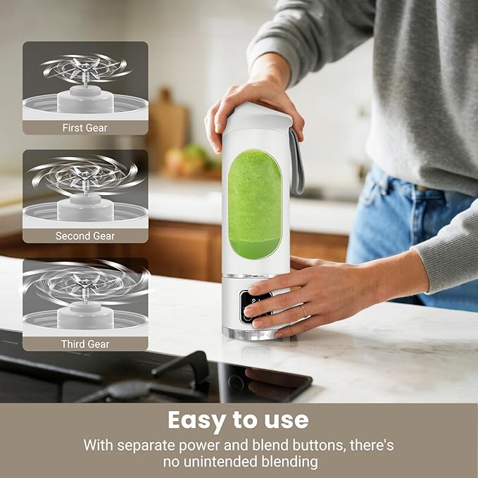 Portable Blender Personal Electric USB,500ML Portable juicer Shakes and Smoothies Blender,Small Blenders,Mixing,Compact、Convenient and Versatile (White)