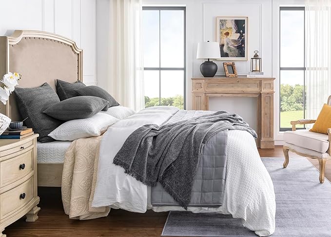 1 Piece 26x26 Pillow Cover Stone Washed Decorative Euro Sham Cotton Large Throw Pillow Cover Square Pillowcase for Couch Bed Living Room, Grey
