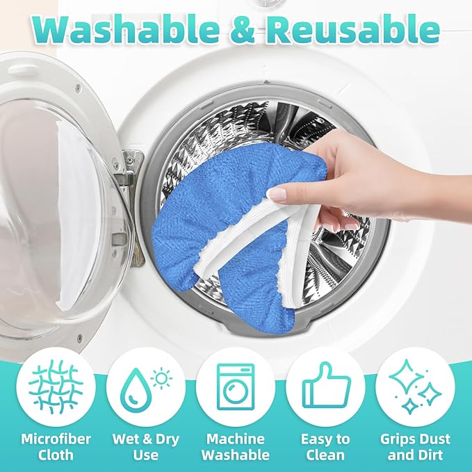 10 Pack Microfiber Cloth for Handheld Steam Shot, Steam Cleaner Accessories, Reusable Washable Steam Mop Pads Compatible with Most of Handheld Steam Shot/Cleaners (Blue)