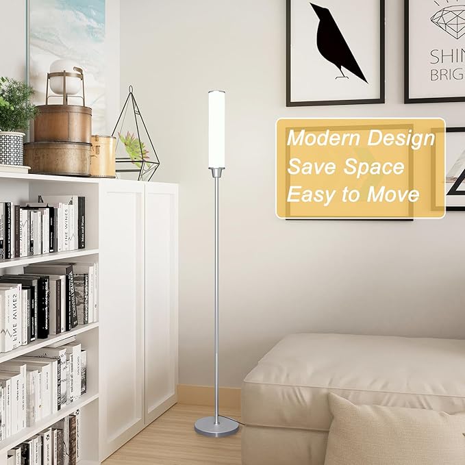 Floor Lamp with Remote Control,Bright Floor Lamps for Living Room/Bedroom/Office, Stepless Adjustable 3000K-6000K Colors and 10-100% Brightness,Standing Light with Foot Switch (Nickel)