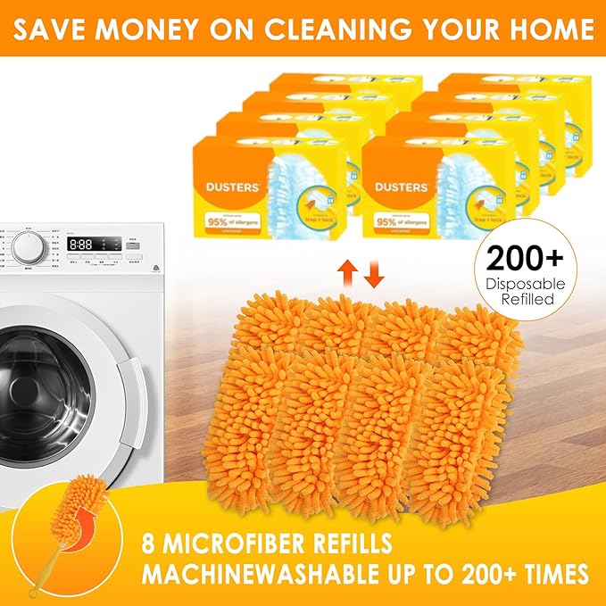 Redones Dusters for Swiffer - Reusable Duster Refill Compatible with Swiffer Hand Duster, 360 Heavy Duty Dusters Refills 8 Pack(Handle is Not Included)