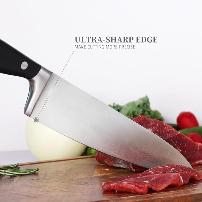 Chef's Knife, Premium 8-Inch Kitchen Knife 5CR15MOV High Carbon Stainless Steel with Ergonomic ABS Handle, Cooking Knife for Cutting, Slicing & Dicing, Ideal Presents for Any Occasion