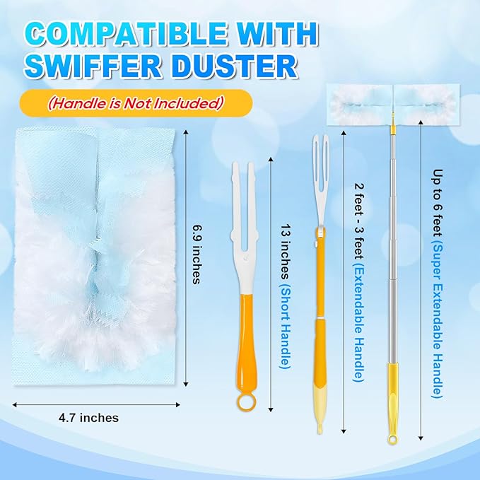 Duster Refill Compatible with Swiffer Hand Duster, Unscented Disposable Heavy Duty Duster Refills, Dusters Refills for Cleaning, Blinds & Ceiling Fan, 20 Count (Handle is Not Included)