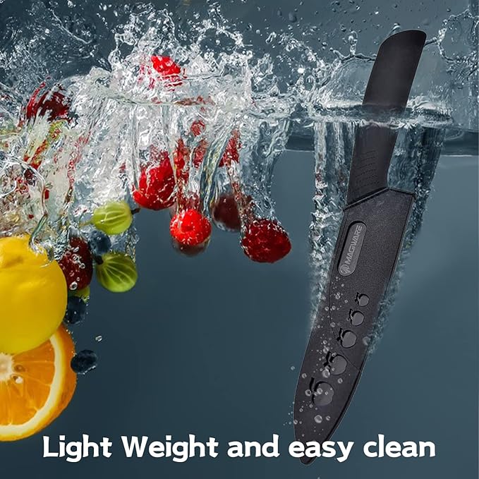 5-Piece Chef Ceramic Knife Set (4 Ceramic Knives 4 Blade Guard and 1 Peeler), Never Rust Never Oxidize Food Stain Proof