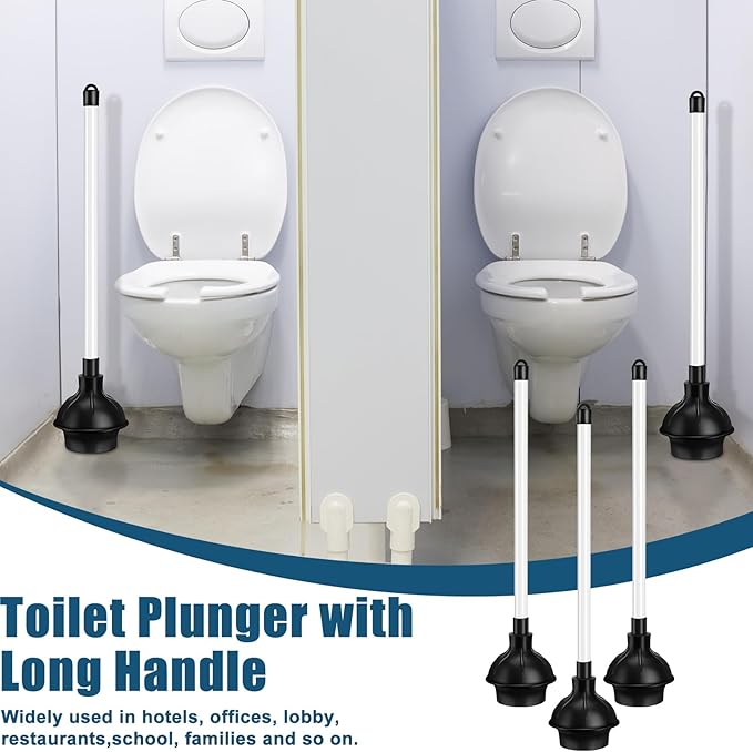 Hushee 8 Pcs Toilet Plunger Bulk Heavy Duty for Bathroom Double Thrust Force Cup Commercial Toilet Bowl Plunger Pump Clogged Solution for Bathroom Hotel Stores