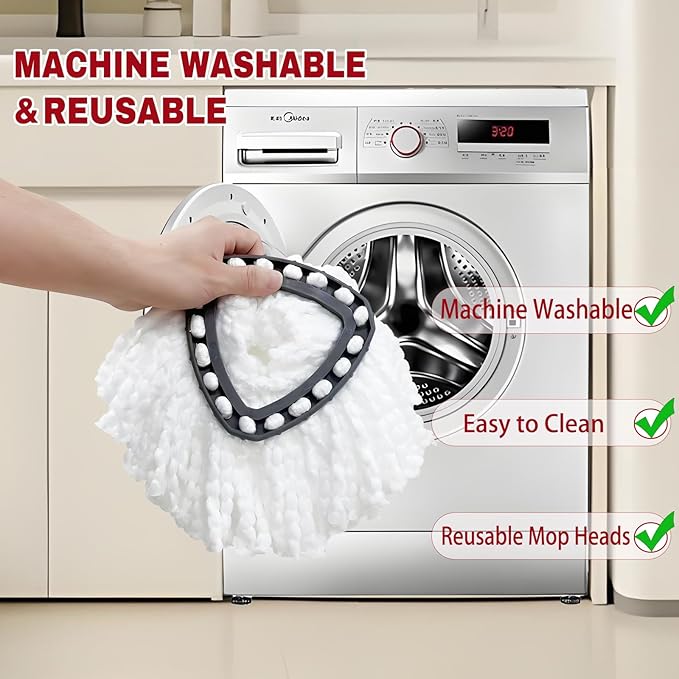 10 Pack Spin Mop Replacement Heads, Mop Replace Head Easywring 1-Tank System, Mop Head Replacement for Hardwood Floor Cleaning, Machine Washable and Easy to Replace