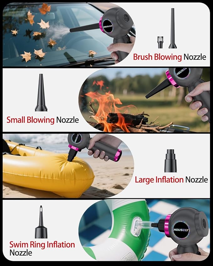 Handheld Car Vacuum Portable Cordless 25000Pa High Power Small Mini Hand Vacuum Cleaner Rechargeable 4-in-1 Compressed Air Duster Blower Pump Wireless Handheld Vac for Car Office Desktop Home Cleaning