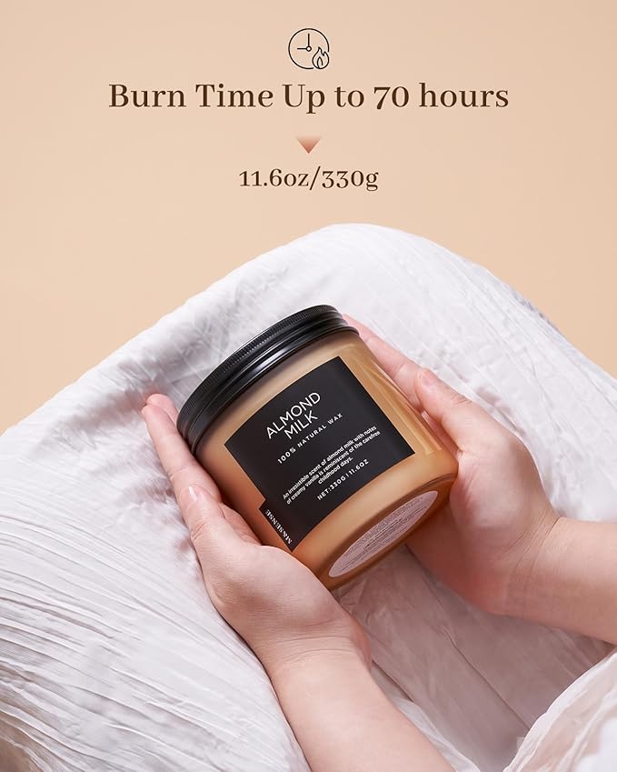 M&SENSE Creamy Vanilla Scented Candle, 11.6oz Clean Non Toxic Home Sweet Scent 70 Hours Burn Time Fragrance Candle for Women Teacher Friends, 2 Wick Natural Soy Wax for Home Decor