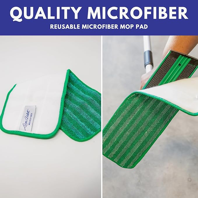 Don Aslett's 12" Mop with 2 Reusable Microfiber Pads | Bathroom or Kitchen | 360° Rotating Head | Machine Washable | Extending Pole