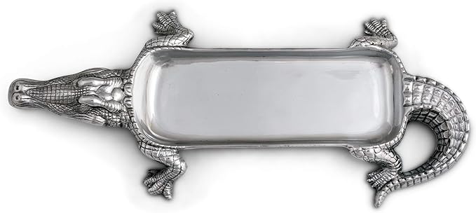 Arthur Court Designs Aluminum Alligator Figural Serving Tray Florida Gator 17 inch x 7.5 inch