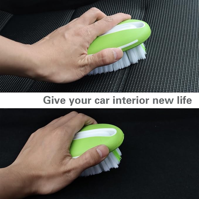 Carpet and Upholstery Cleaning Brush,Carpet Scrubber Stiff Bristle Detailing Scrub Brushes,Interior Leather Brush for Car and Home (Green)