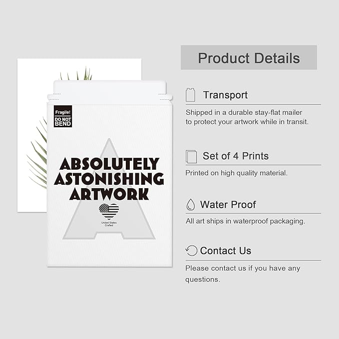 SIGNWIN Poster Bathroom Decor 8"x10", Wall Art Room Decor Multicolor for Living Room, Bedroom, Office Green Pastel Banana Palm Monstera Leaf Nature Wilderness Plant Art Floral Botanical