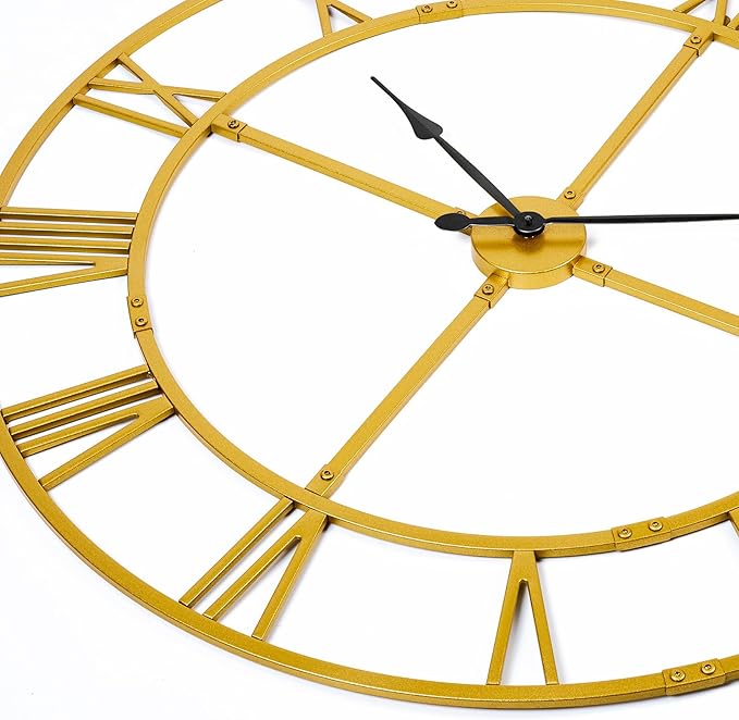 Large Wall Clock for Living Room Decor – 40 Inch Silent Non-Ticking Modern Farmhouse Wall Clock, Oversized Decorative Metal Roman Numeral Clock