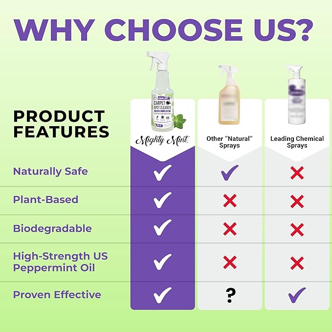 Mighty Mint Carpet Spot Cleaner, Spray to Remove Carpet Stains Instantly, Natural Peppermint Scent, 16oz