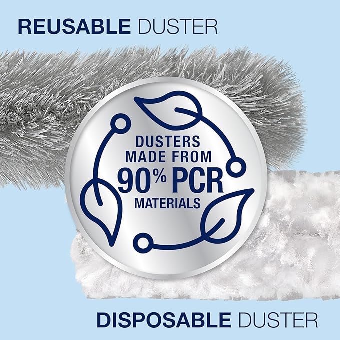 Bona High Performance Dusting System - 1 Compact Handle, 5 Disposable Dusters, & 1 Reusable Duster - Compact Dusting Kit Removes Dust & Pet Hair