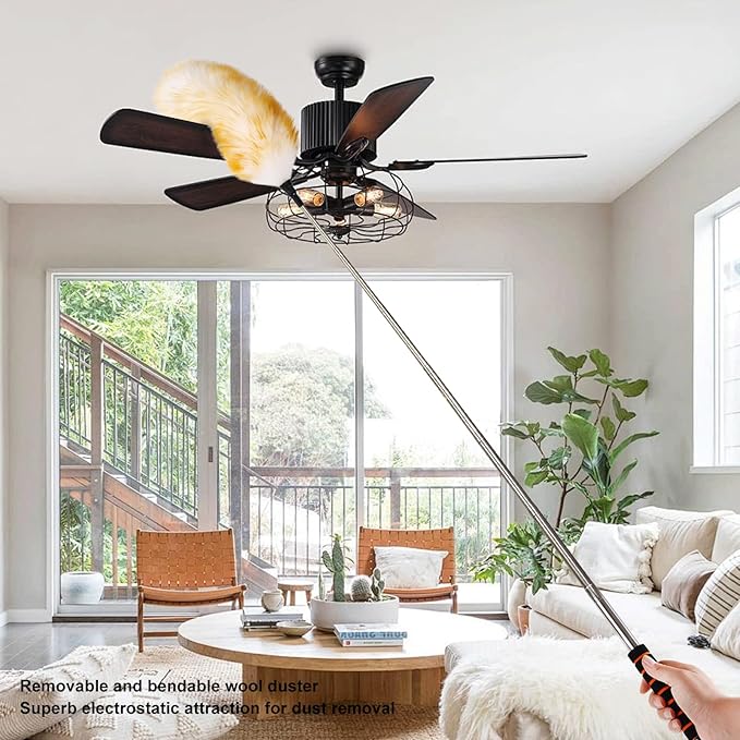 Wool Dusters with Extension Pole Lambswool Feather Duster for Cleaning,Ceiling Fan,Furniture,Blinds