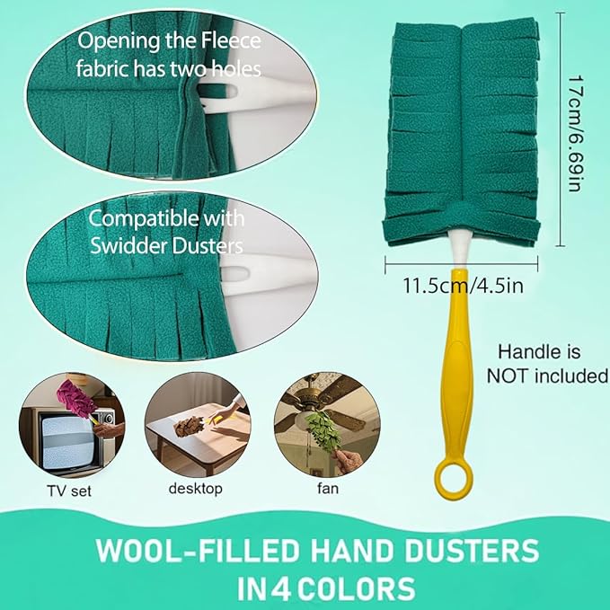 8 Pack 6 Layer Fleece Duster Refills for Swiffer Hand Duster, Zero Waste, 360-degree Cleaning,Reusable and Washable Replacement Dusters for Cleaning Ceiling Fan Hardwoods and Furniture(Dark Color)