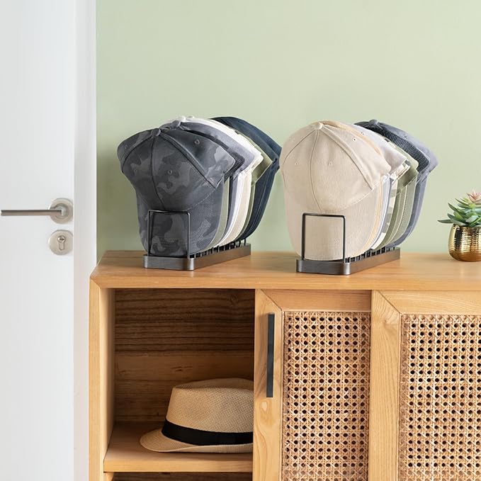 Mkono Hat Organizer for Baseball Caps, Set of 2 Hat Holder for 20 Baseball Caps, Tabletop Hat Rack Stand Hat Storage Display Baseball Cap Organizer for Desk Closet Shelf Dresser