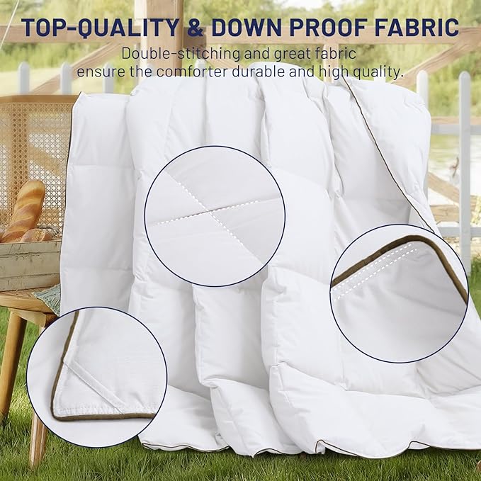 SNOWMAN Extra-Soft Down Blanket Twin, Lightweight Down Comforter with 8 Corner Tabs, Cooling Bed Comforter for Hot Sleeper, 14oz Fill Weight and Noiseless Down Proof Fabric (White, 68"x90")