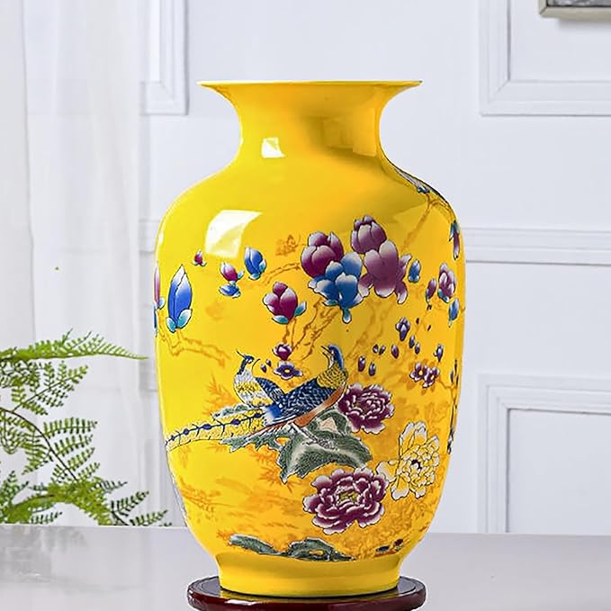 MTME Porcelain Figurines, Jingdezhen Peacock Decorative Flower vase, Home Decor, Wedding Gifts, Aesthetic Sculpture Home décor (Pheasant Y)