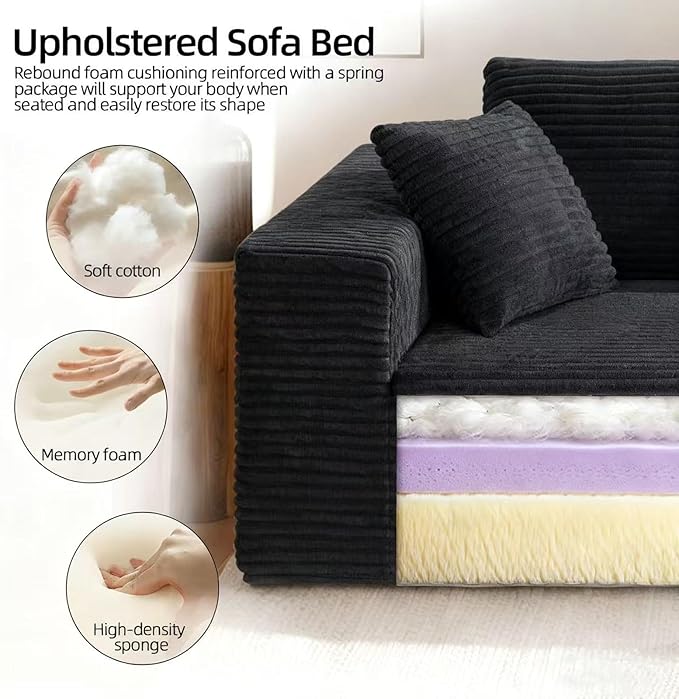 Single Cloud Sofa, Giant Bean Bag Chair with High Backrest & Wider Armrest, Foam Boneless Couch for Small Spaces, Comfy Furry Sofas with Pillows for Living Room, Bedroom, Apartment, Dorm, Office