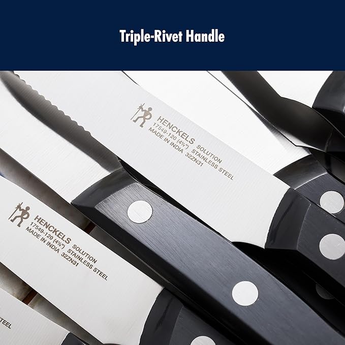 HENCKELS Solution Razor-Sharp Steak Knife Set of 8, German Engineered Informed by 100+ Years of Mastery,Black
