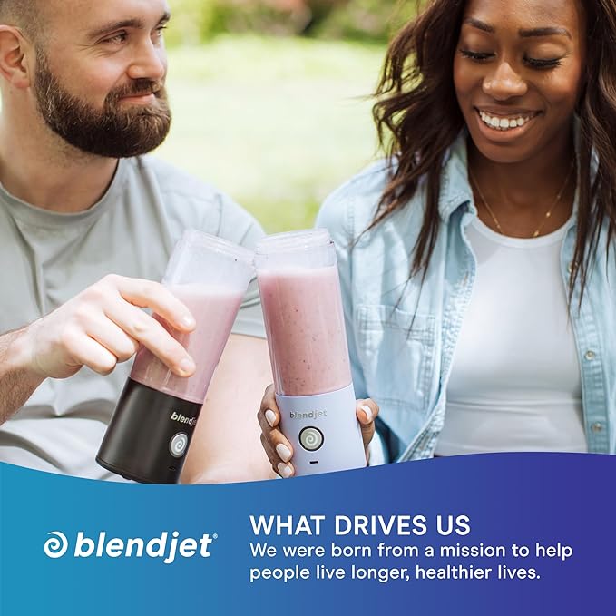 BlendJet Portable Blender for Smoothies & Shakes - 16oz, 3 Speeds, USB-C Rechargeable, Self Cleaning, Mini Travel Blender with Stainless Steel Blade (White Marble)