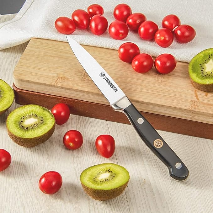 Gioventù Paring Knife 4 inch - Small Kitchen Knife Forged from German Stainless Steel 5Cr15Mov (HRC58), Full Tang, Sharp Paring Knives for Cutting, Peeling, Slicing Fruits and Vegetables