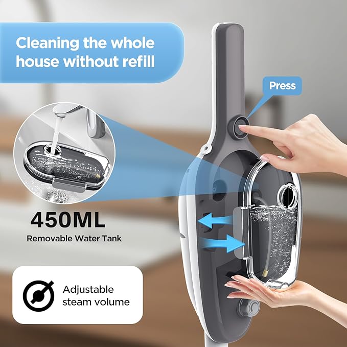 Steam Mop - All-in-one Powerful Handheld Steam Cleaner Detachable Handheld Steam Cleaner for Home,MultiPurpose Steamer for Hardwood Floors,Clothes,Windows,Tiles,Carpet, Whole Home Use