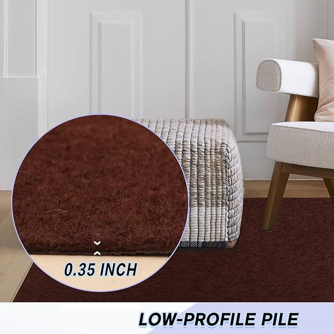 Custom Size Backed Non-Slip Area Rugs Runner, Easy Clean, Waterproof Runner Rugs for Hallway Entryway, Kitchen, Laundry, 3FT x 10FT, Brown