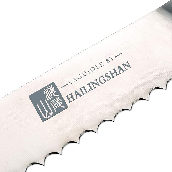 Qin Dynasty Series Bread Knife Pro Kitchen Knife 10 Inch Serrated Edge Cake Knife High Carbon German Stainless Steel Sharp knife with Ergonomic Handle