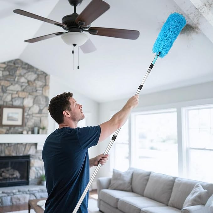 Lineslife Feather Duster,3 PCS Reusable Bendable Washable Cobweb Duster for Home Office Cleaning High Ceilings,Furniture,Roof