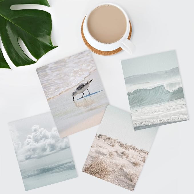 SIGNWIN Poster Bathroom Decor 8"x10"x 4, Wall Art Room Decor Multicolor for Living Room, Bedroom, Office White Nautical Ocean Sea Beach Grass Seagull Landscape Nature Wilderness Realism Landscape