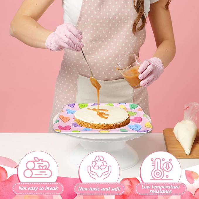 3Pcs 13 x 10 Inch Valentine's Day Serving Trays Candy Conversation Heart Platter Sweet Love Serving Dishes for Party Sharing Snacks Fruit Dessert Candy