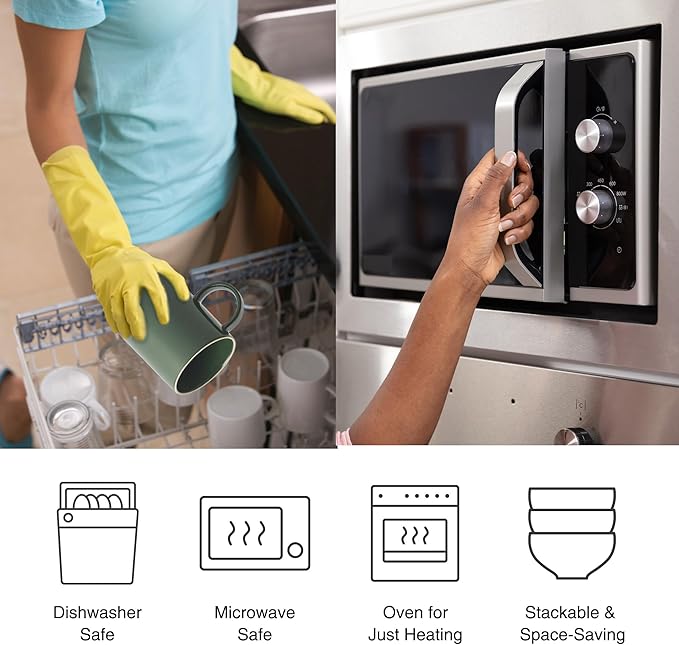 Odense Ceramic Mugs Set of 4 - Coffee Mug - Modern & Minimal Design, Wide Mouth & Stackable, Hot Drinks - Microwave & Dishwasher Safe - 11.8oz (Vanilla Cream)