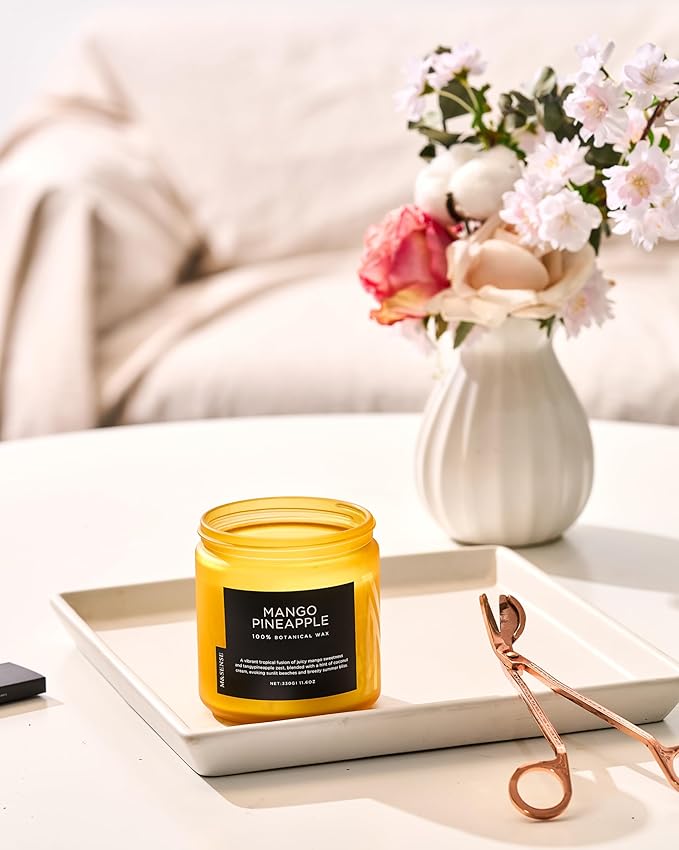 M&SENSE Mango Pineapple Tropical Scented Candle - 11.6oz Natural Soy Wax Non Toxic 70-Hour Burn 2-Wick Fruit Scent for Home, Housewarming Gifts - Aromatherapy Candle for Women, Men & Family Friends