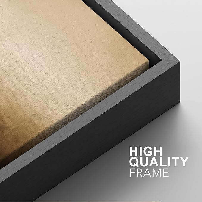 SIGNFORD Framed Canvas Print Wall Art Set Minimalist Gradient Brown Abstract Neutral Illustration Modern Art Decorative Nordic Nature for Living Room, Bedroom, Office - 24"x36"x2 Black