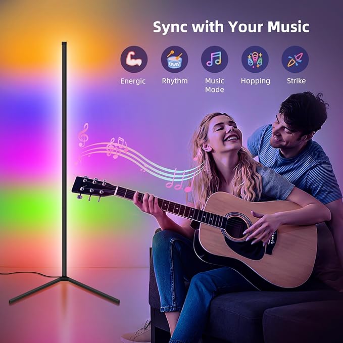 LED Floor Lamp,RGB Corner Floor Lamp with APP and Remote Control,16 Million DIY Colors&Ambient Lighting,Music Sync,Timer Setting,for Living Room, Bedroom and Gaming Room